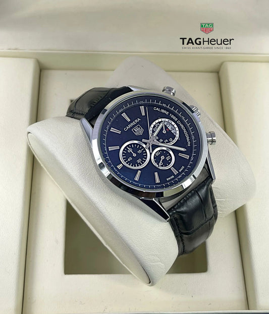 Tag Heuer Inspired Men's Chronograph Watch – Classic Leather Strap