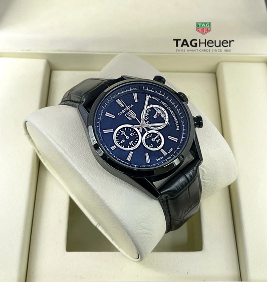 Tag Heuer Inspired Men's Chronograph Watch – Classic Leather Strap